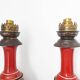 Paire de pieds de lampe rouges, 1900
