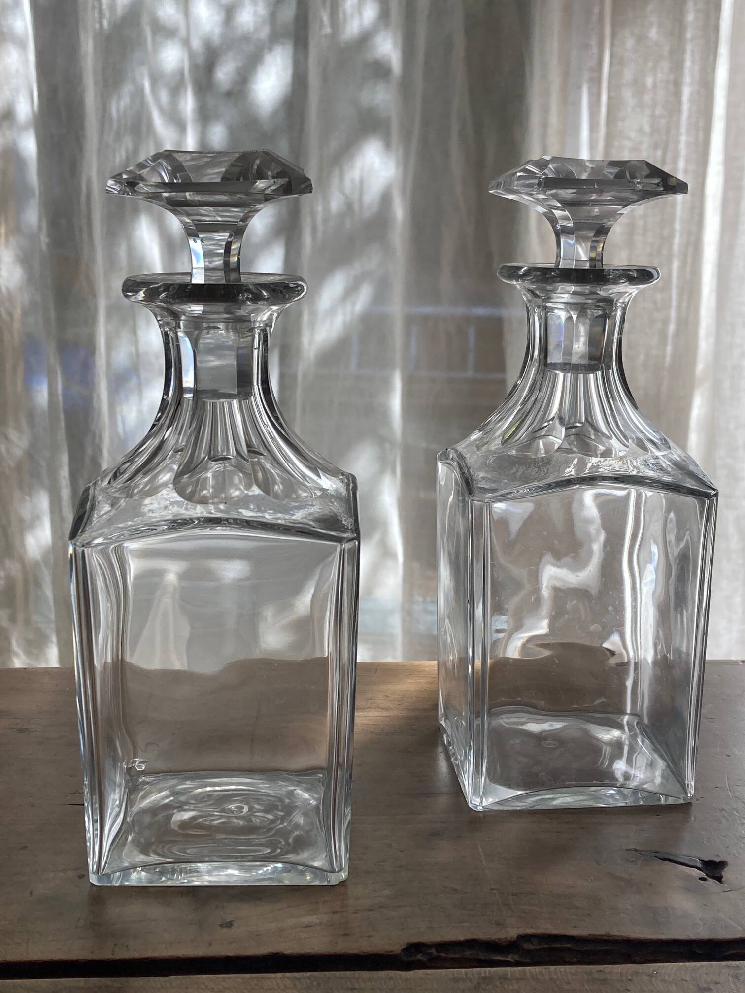 Crystal carafes with stoppers