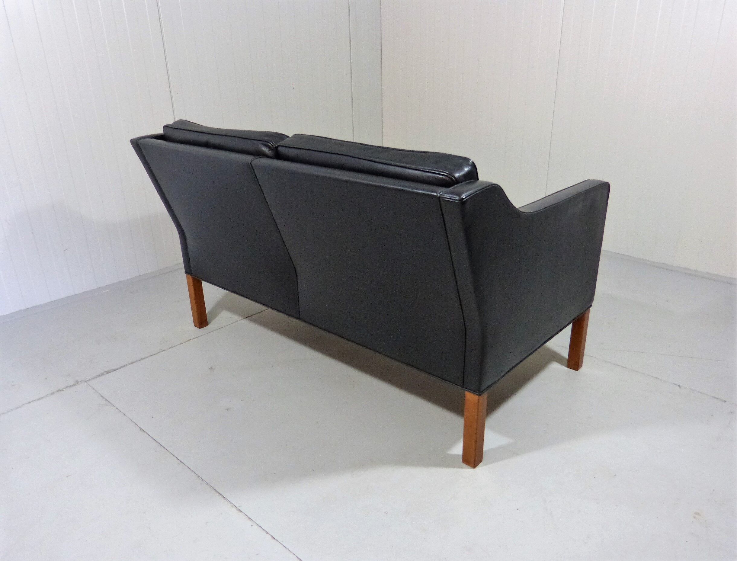 Black leather sofa by Børge Mogensen for Fredericia, Denmark