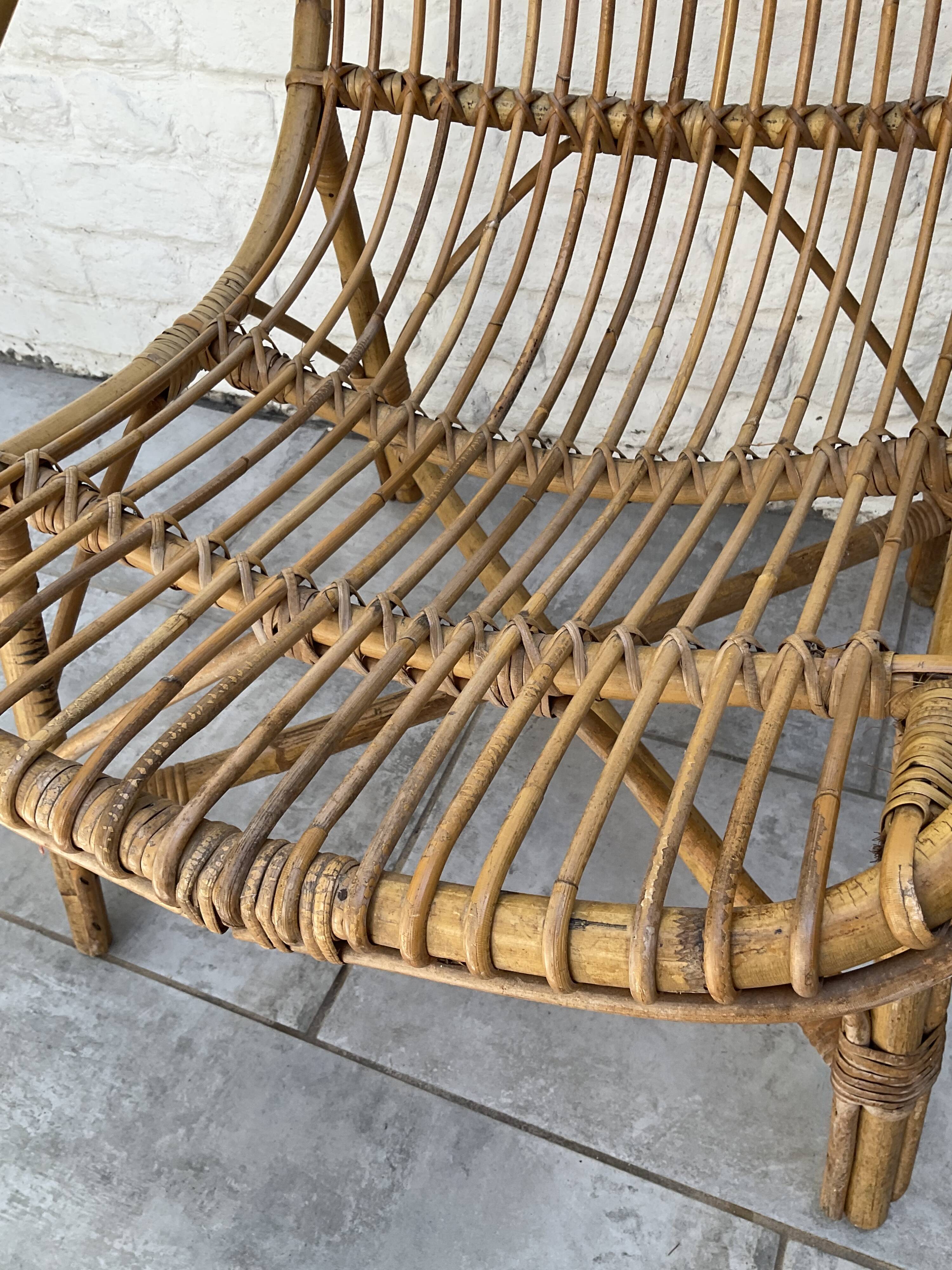 Vintage rattan armchair 60s-70s