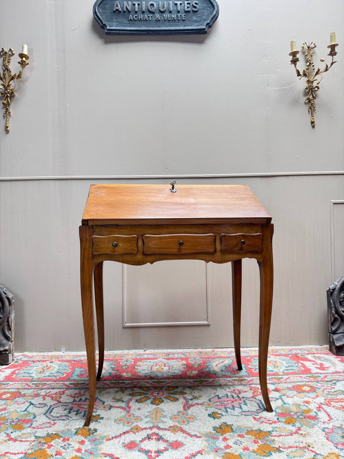 Louis XV style cherry wood sloping desk