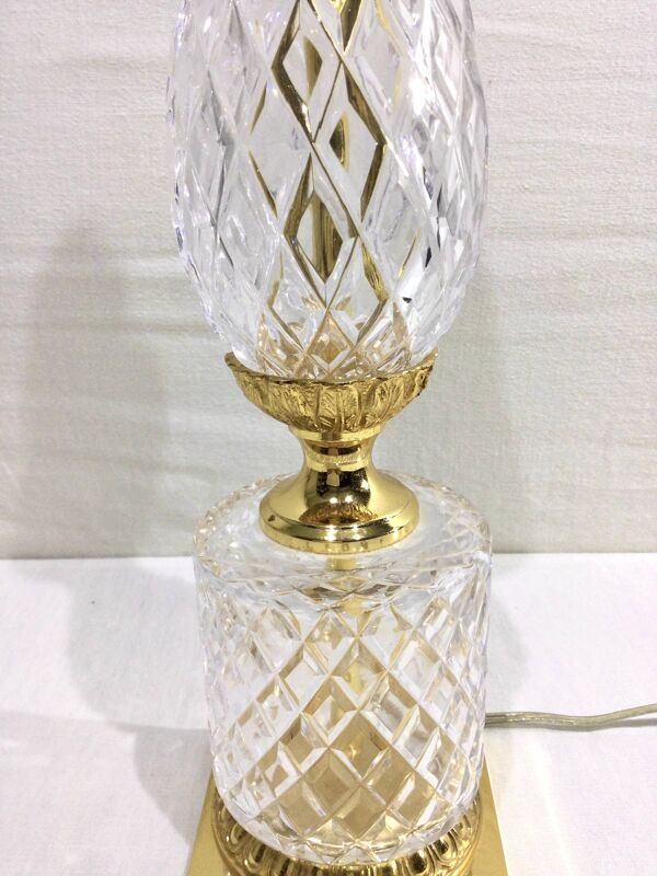Pied de lampe en cristal et bronze à pied carré