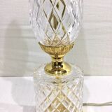 Crystal and bronze lamp base with square foot