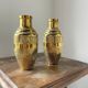 Duo of embossed brass vases