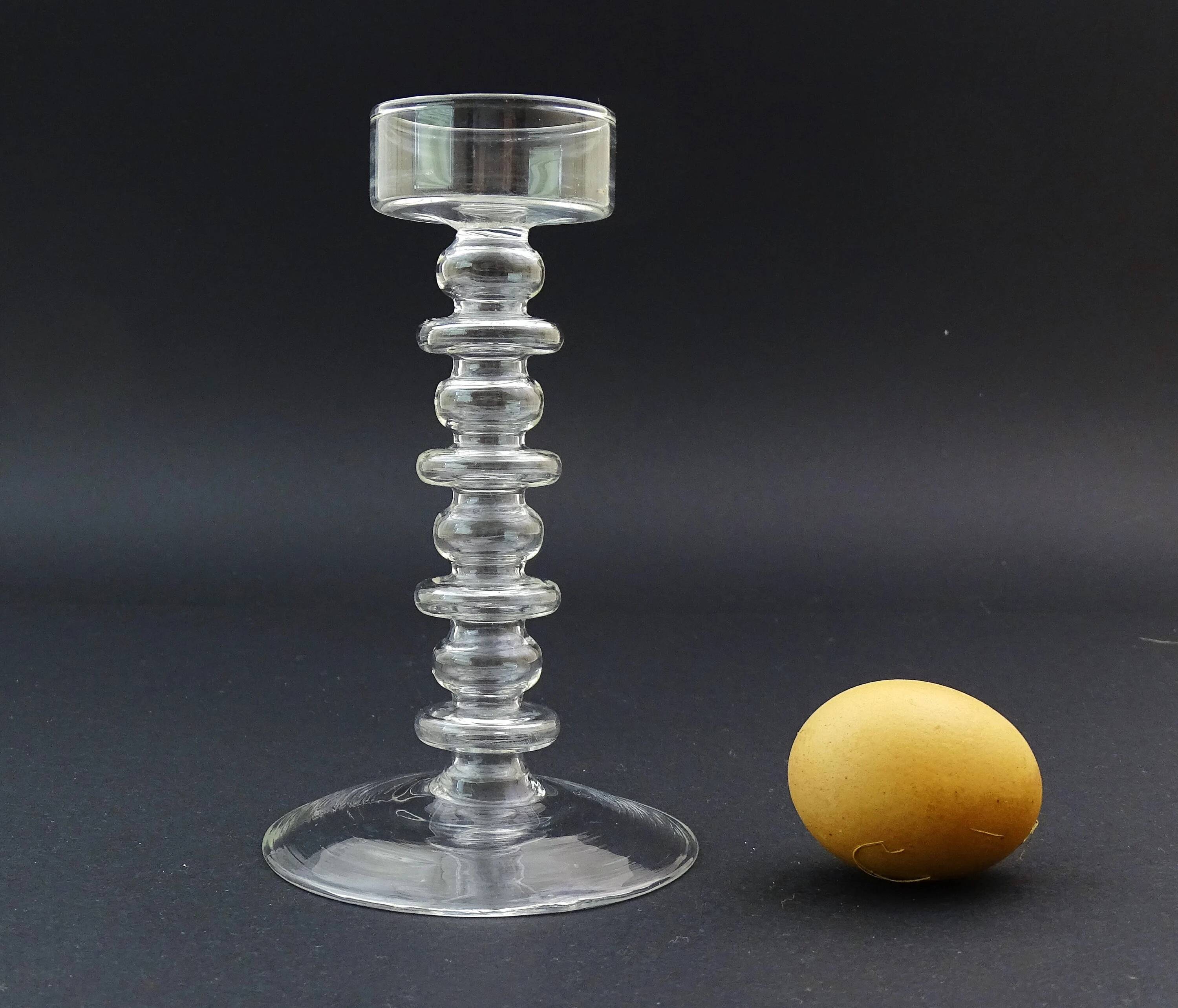 Vintage candlestick in mouth-blown clear glass