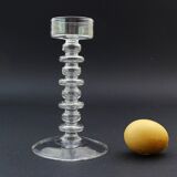 Vintage candlestick in mouth-blown clear glass