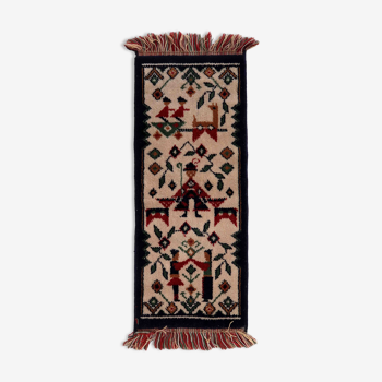 Vintage Swedish Scandinavian carpet 34cm x 81cm 1940s