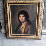 Oil on canvas painting with its beautiful original frame by Fernande Hortense Cécile de MERTENS