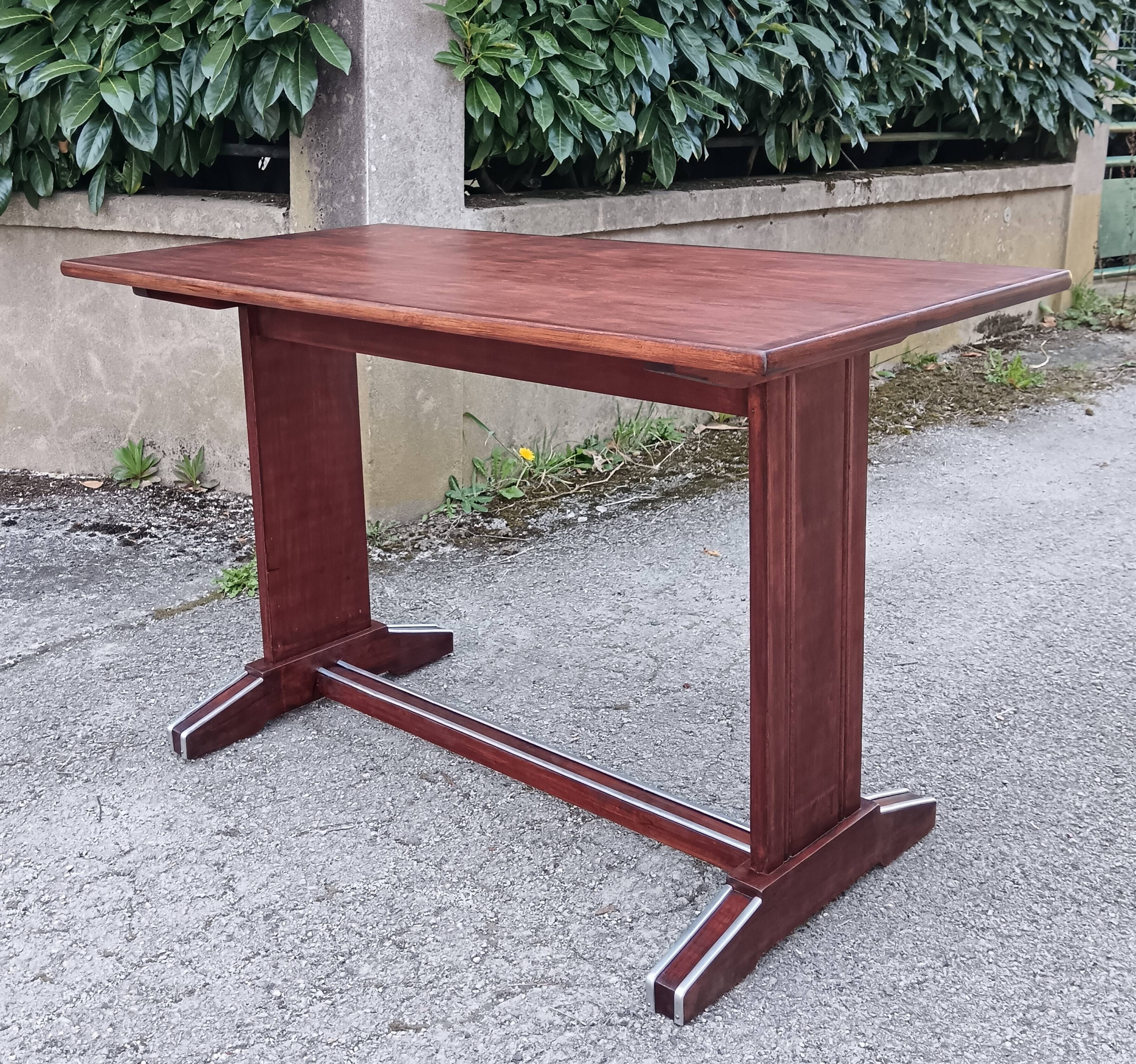 restored bistro table teak finish 1950