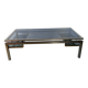 Guy Lefèvre Coffee Table for Maison Jansen, Brushed Steel and Brass