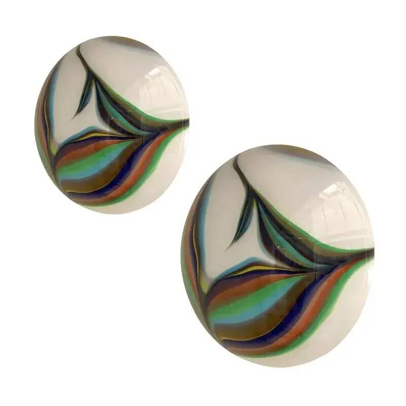 White Murano Glass Wall Lights by Simoeng – Set of Two