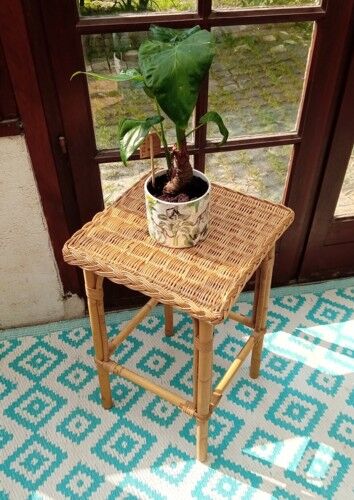Rattan side table
