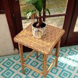 Rattan side table