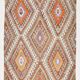 Tapis Kilim tribal vintage vert et orange 5x8, 146x255 cm SK 33083