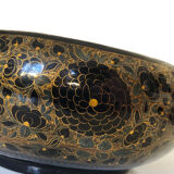 Antique black lacquered wooden coupe with gold decoration - late 19th century
