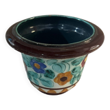 Cache pot decor fleurs en céramique