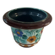 Cache pot decor fleurs en céramique