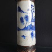 Former Chinese roll vase nanjing China white blue porcelain Qing XIX brand