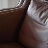 Stouby Møbelfabrik, two-seater sofa in mid-century style in brown leather, 1970s.