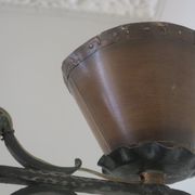 Brutalist wrought iron and copper chandelier, 1960s