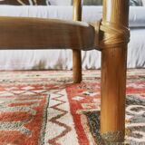 Vintage rattan and glass coffee table