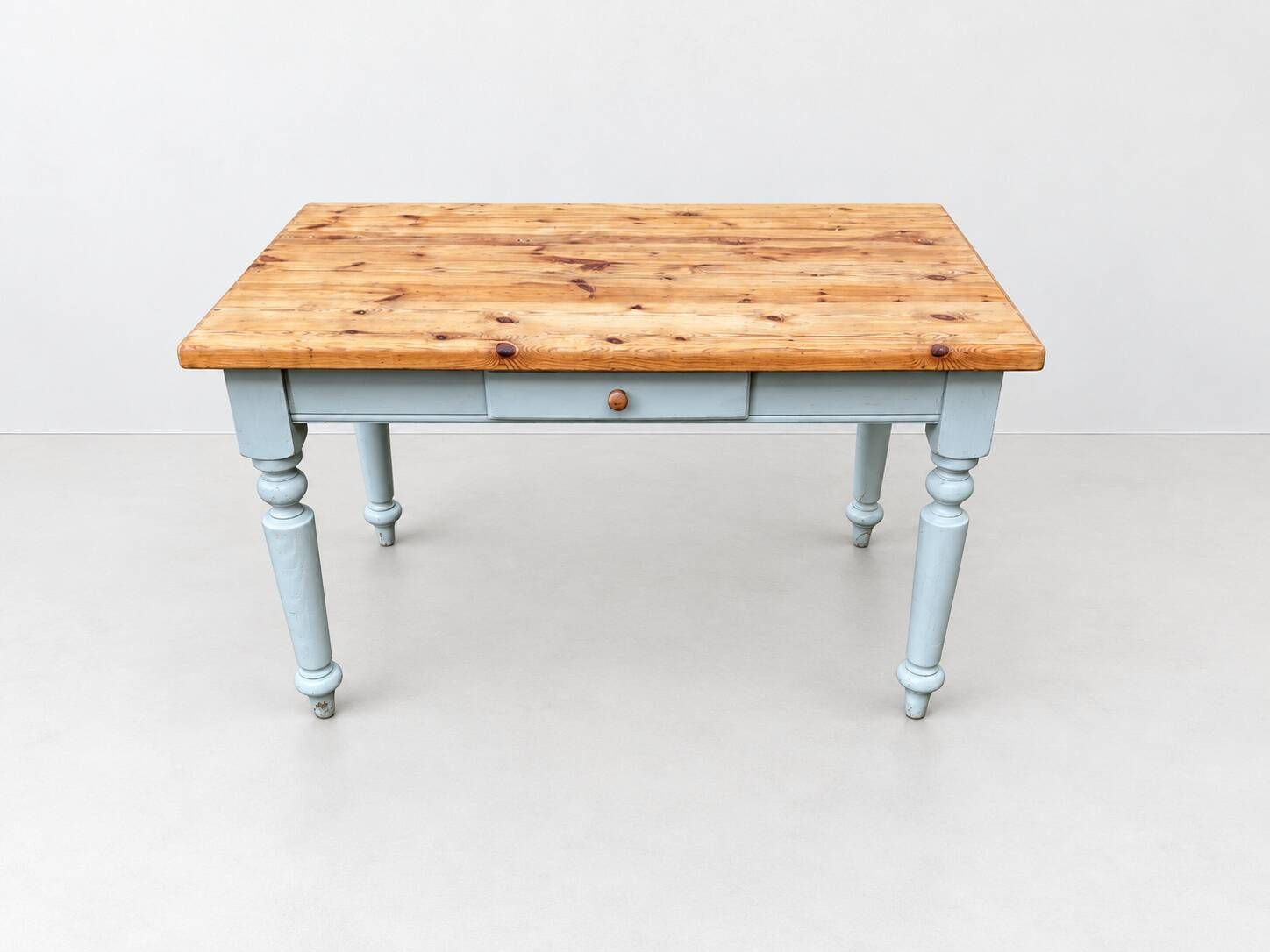 Farmhouse Dining Table with Drawer – Rustic Solid Wood