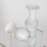 Baroque vases in white opaline