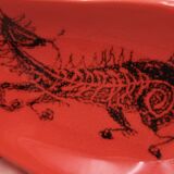 Red ceramic pocket emptier by Jean de Lespinasse, 1960s