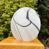Zebra Swirl Table Lamp, Zijlstra Tiel Dutch Design, Vintage Glass Light, Black & White Stripes, 1990s Home Decor
