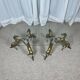Hollywood Regency style coffee table, 6 patinated brass horses and glass top, 1970.