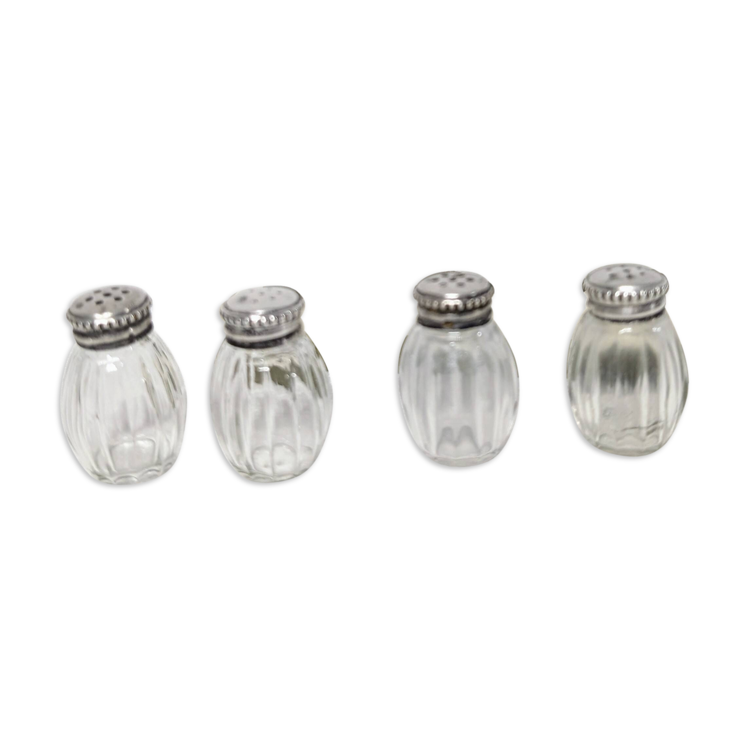 Set of 4 Christofle salt cellars - Glass and solid silver