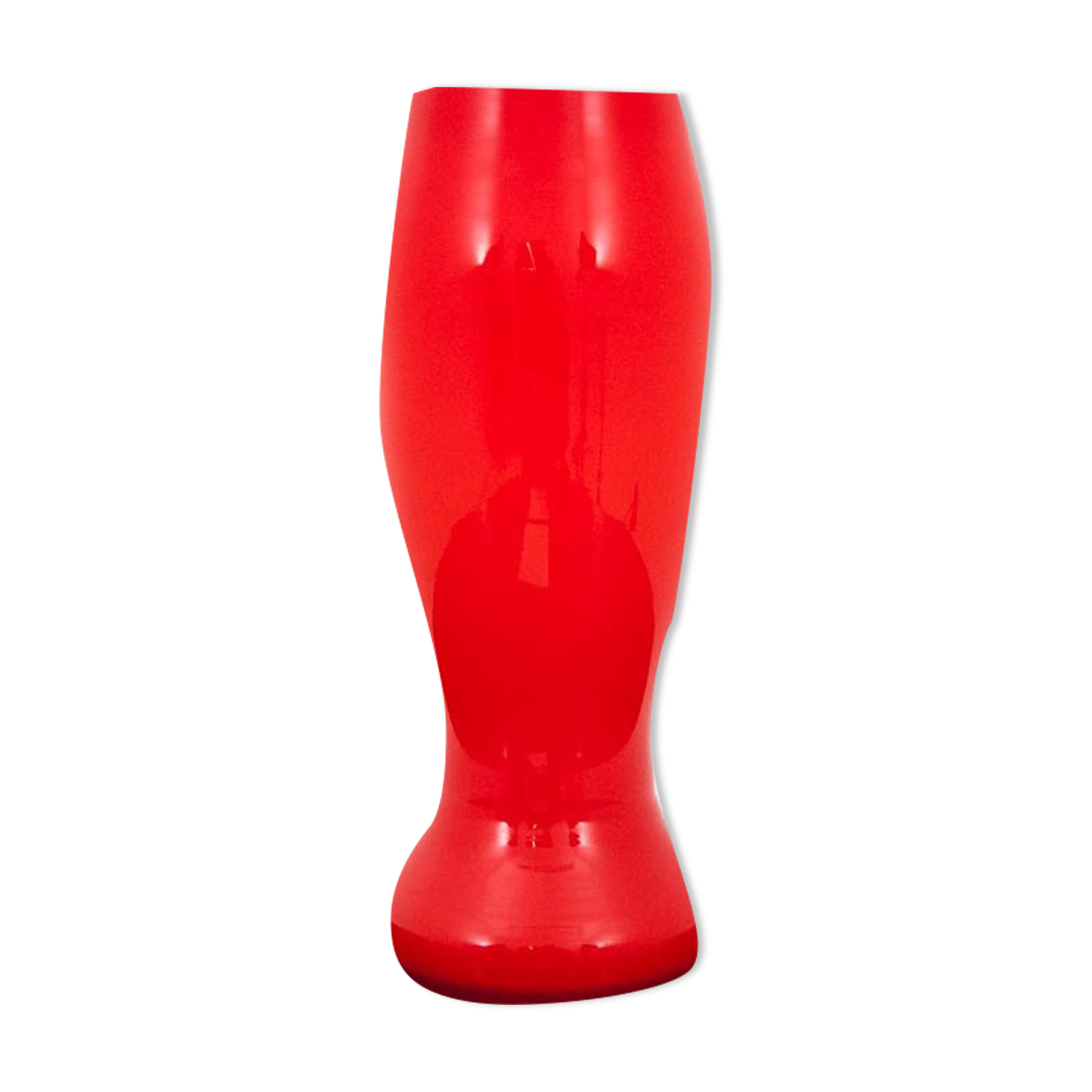 Red Glass Vase, Poland, 1970s