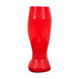 Red Glass Vase, Poland, 1970s