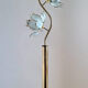 Vintage gold lotus flower floor lamp, Italian design light fixture with 3 lights.