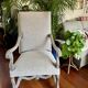 Restored Louis XIII armchair – textured beige fabric