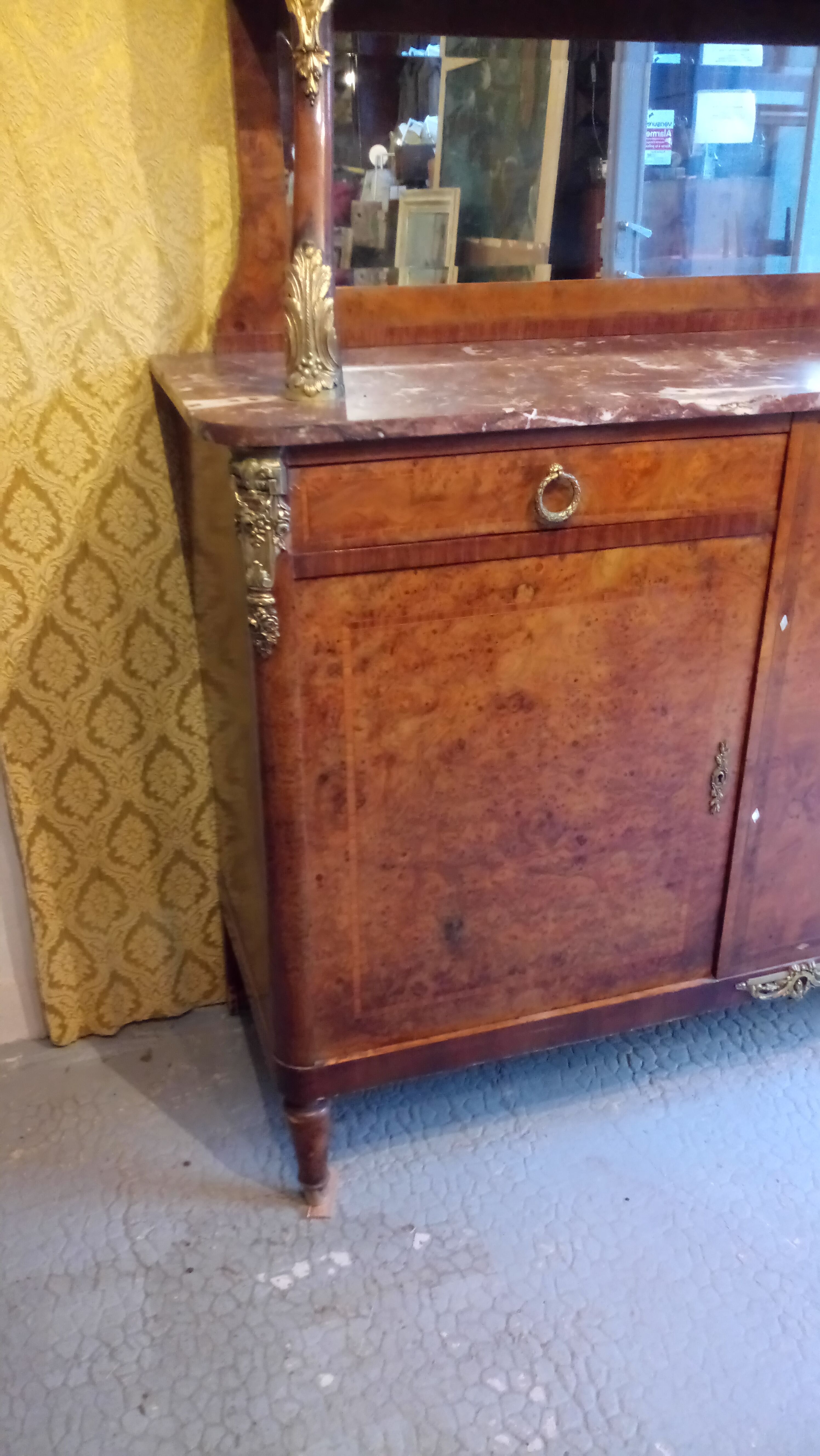 Buffet in bronze and marquetry 19th