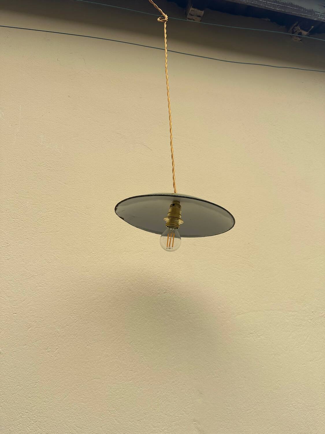 Vintage industrial pendant light farmhouse style old loft green and white lampshade