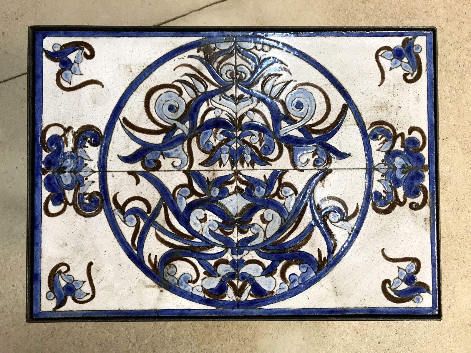 Italian ceramic tiles & steel side tables or nightstands, 1970s, set of 2