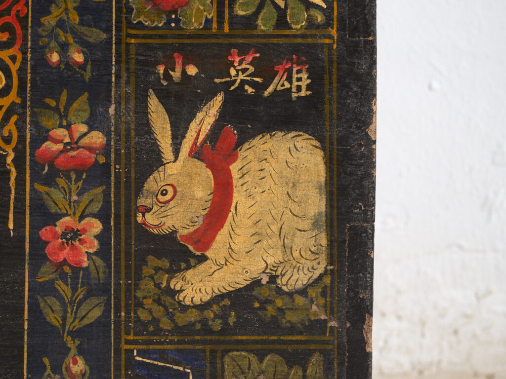 Antique Chinese chest painted in pine wood – China, circa 1900