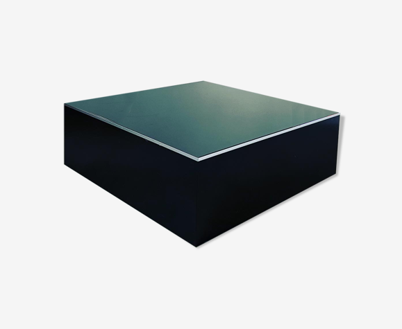 Table basse cube de Ligne Roset annee 80 vintage plateau verre