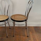 Chaises bistrot chrome et cannage