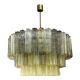 Italian Mid-Century Modern “Tronchi” Murano Glass Chandelier in Amber