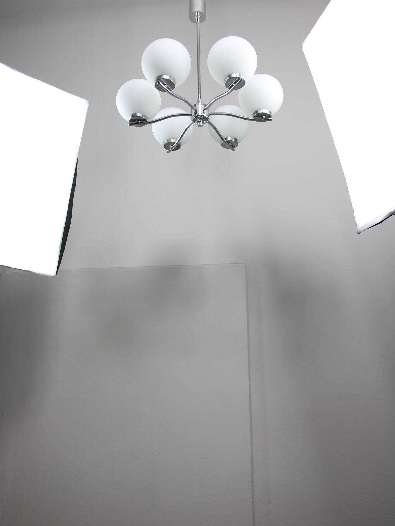 Lustre vintage en chrome et opaline, italie, 1970s