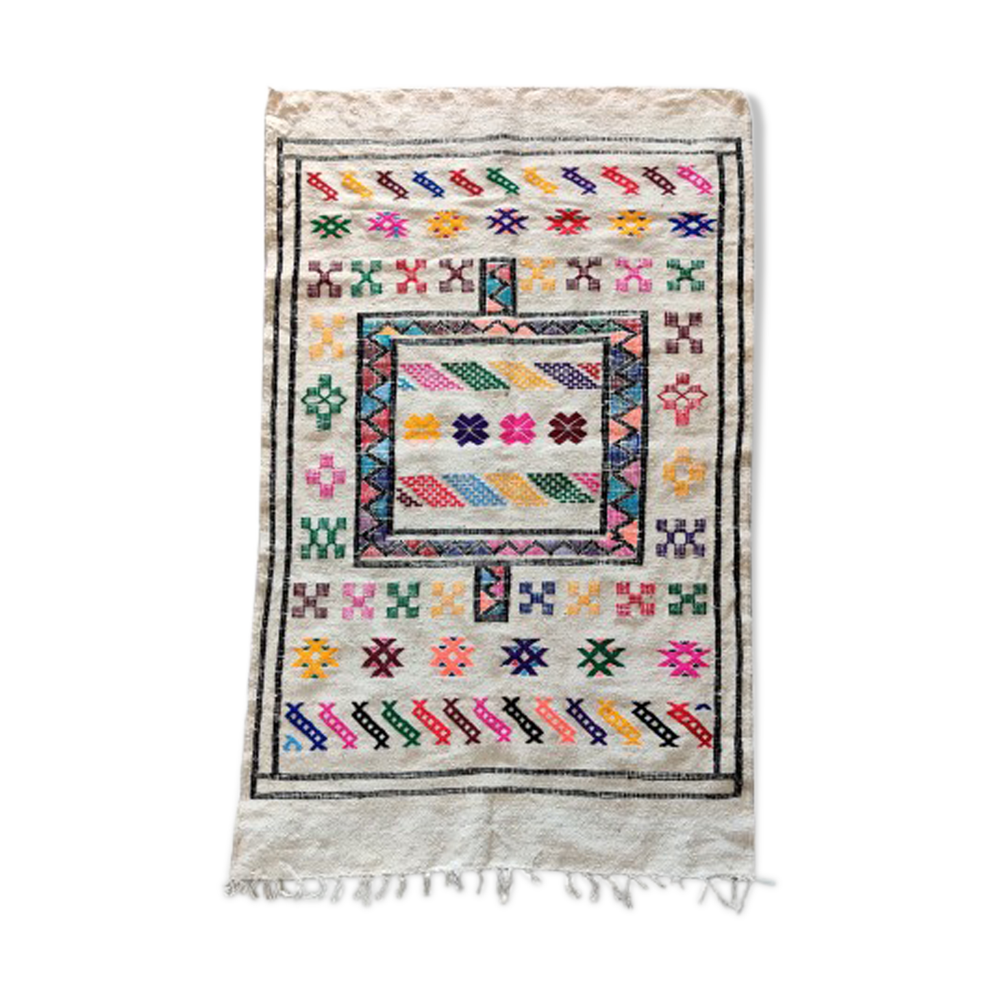 Moroccan carpet ethnic wool 95x155 cm