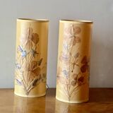 Pair of vintage dried flower lamps