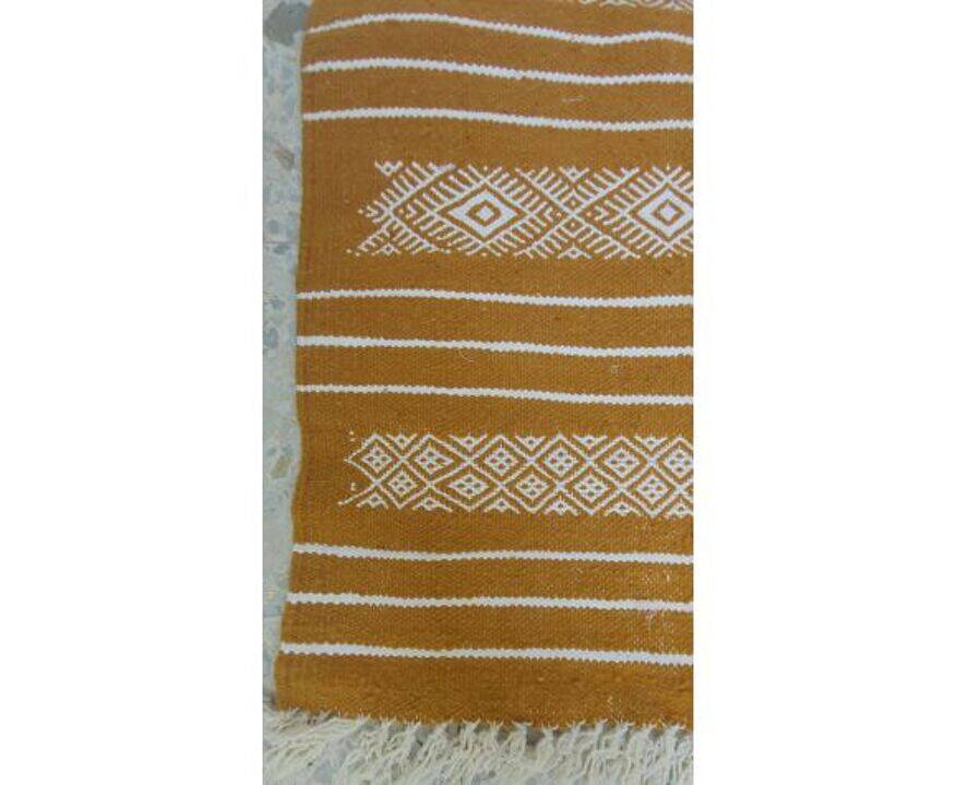Hand-woven kilim hallway rug in natural wool