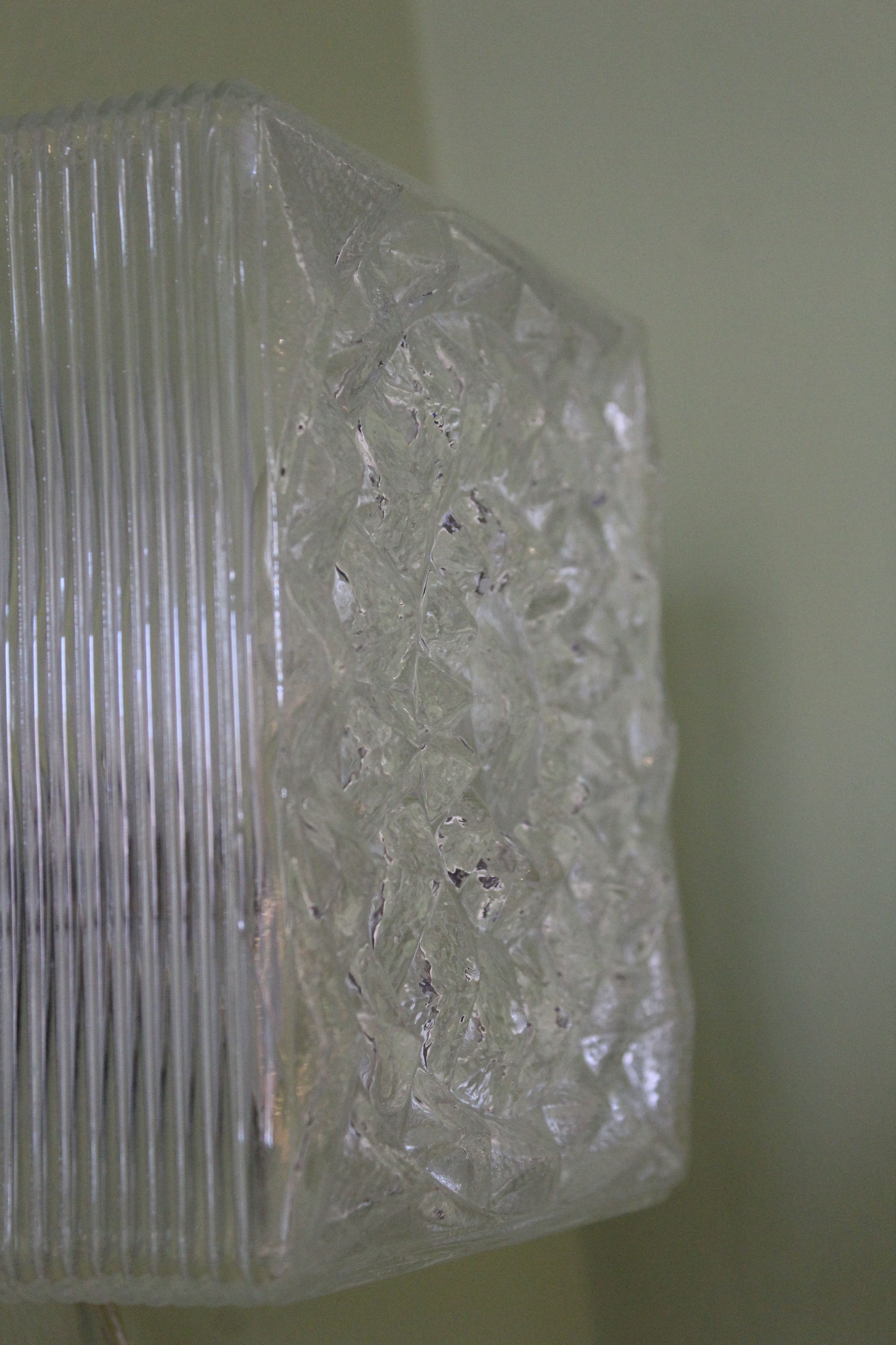 Vintage glass ceiling or wall lamp, Italy, 70s