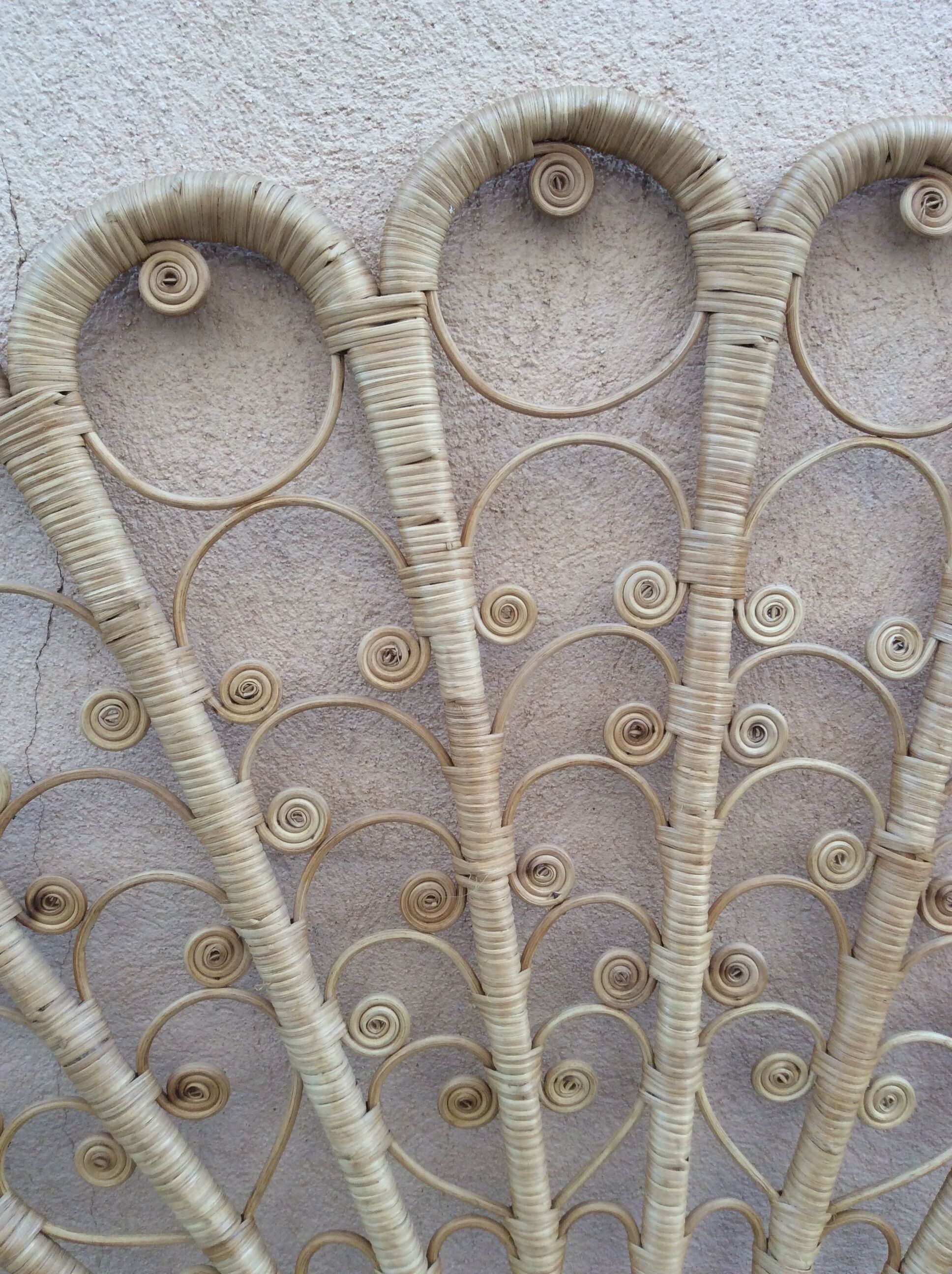 Vintage peacock wicker headboard