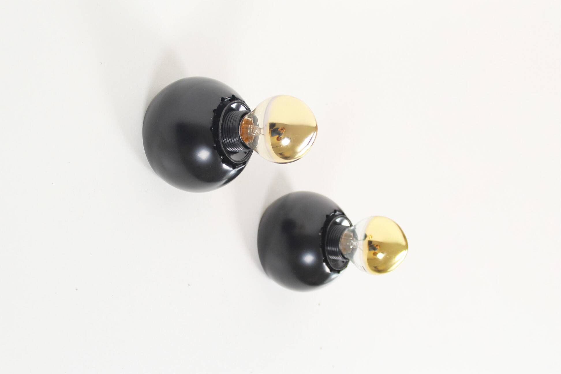 Set (2) of petite playful painted 'ball' wall lights, Italy 1970's