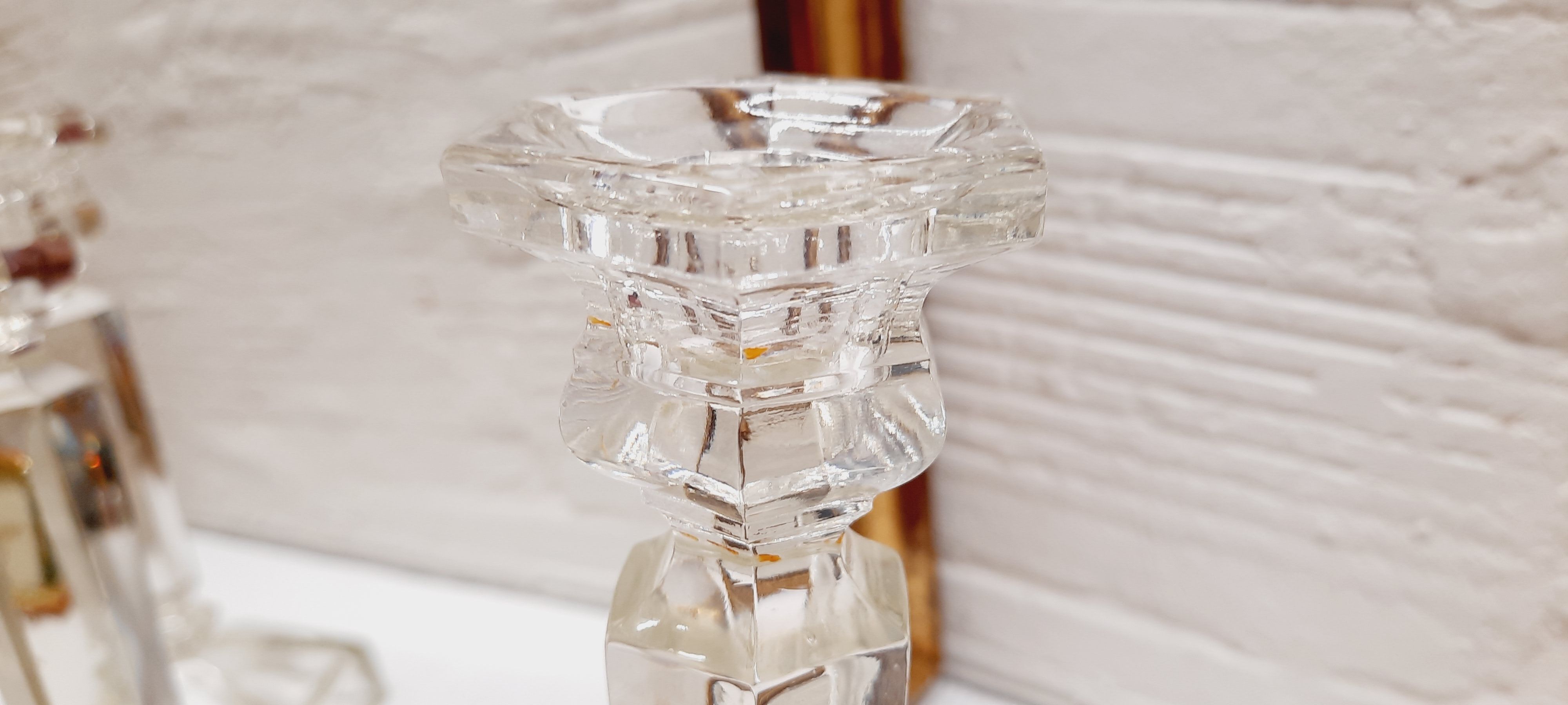 Pair of glass candlesticks